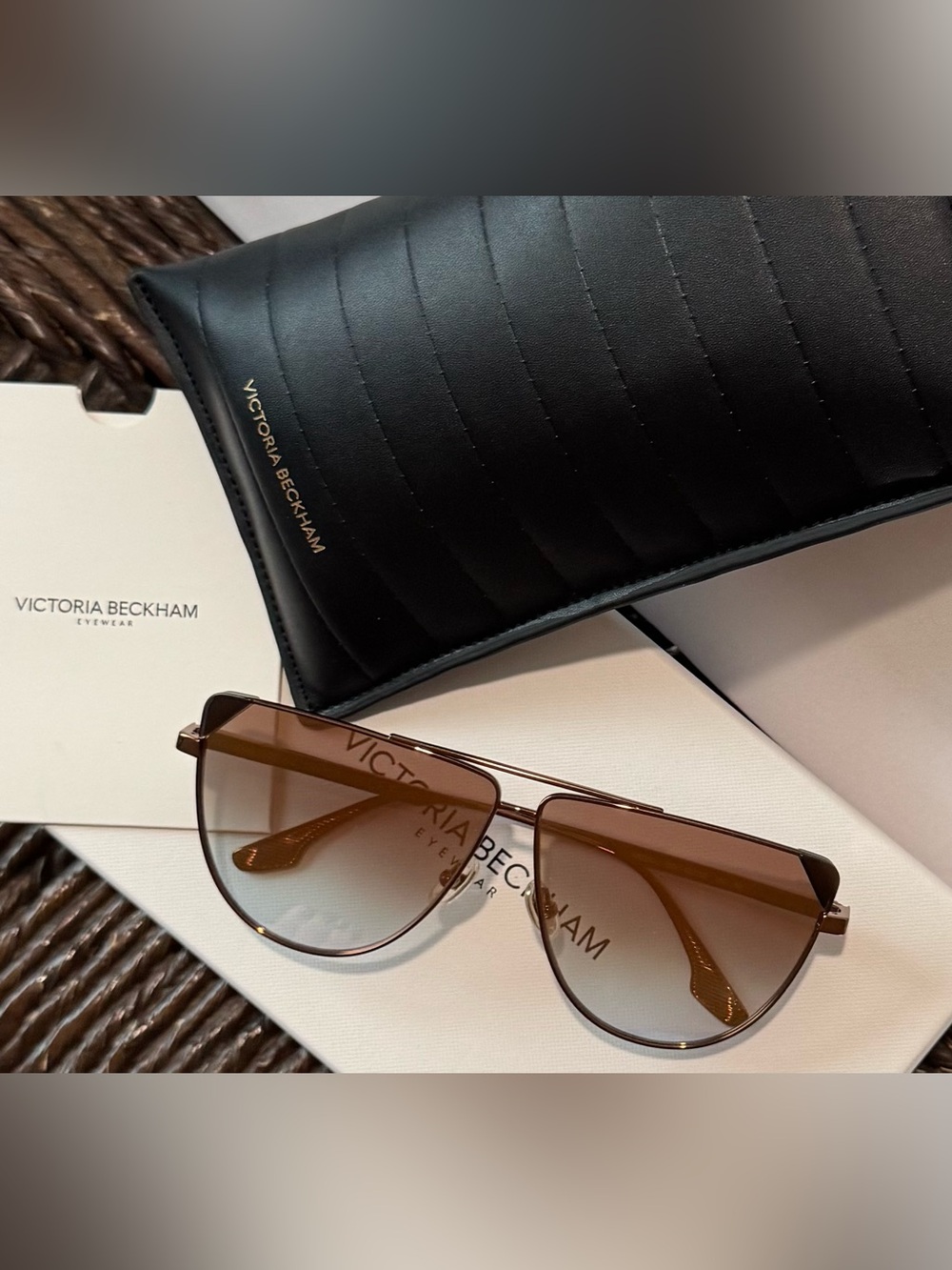 Victoria Beckham VB239S Brown Gradient Aviator Sunglasses with Bronze Lenses